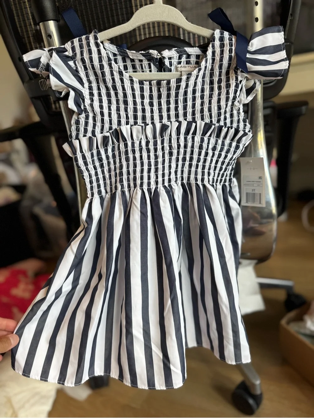 Habitual girls Smocked Striped Navy & White Girls Dress